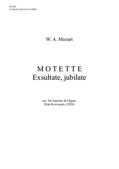 Exsultate jubilate by Mozart (arr. for sopr. & organ) - Score